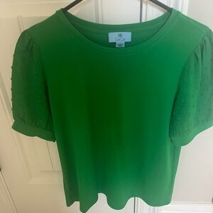 CeCe Vibrant Green Puff Sleeve Blouse